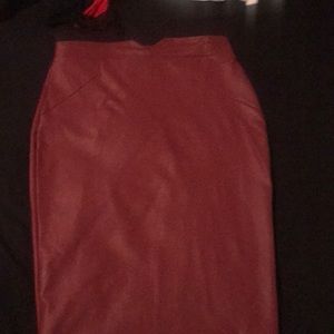 Wine leather skirt